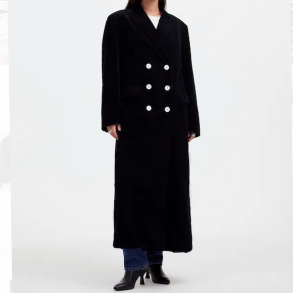 BRAND NEW Alexa Chung for Madewell Black Corduroy Oversized Long Coat  in Size 2 - Picture 2 of 9